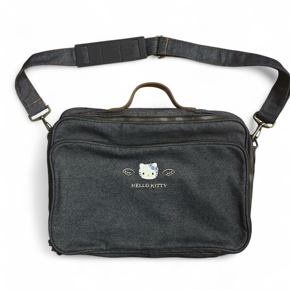 Vintage 2003 Sanrio Hello Kitty Angel Denim Laptop Messenger Crossbody Bag